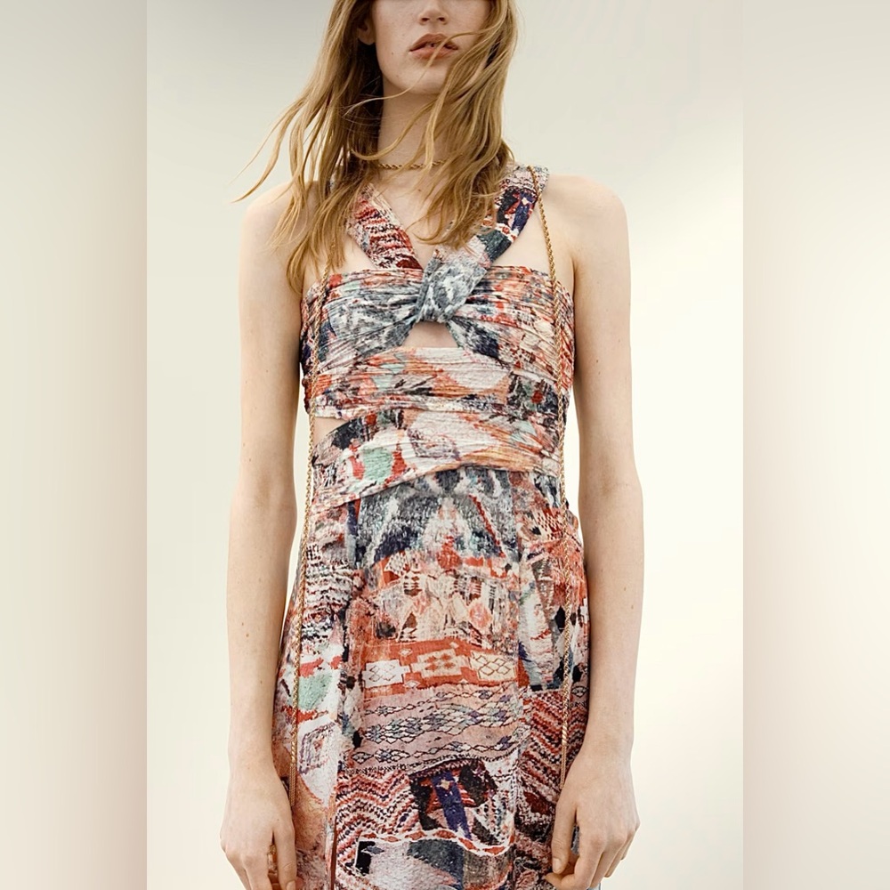 H&M Studio Collection 
RESORT DRAPED PATTERNED STRAPPY DRESS SIZE XL - Picture 4 of 10